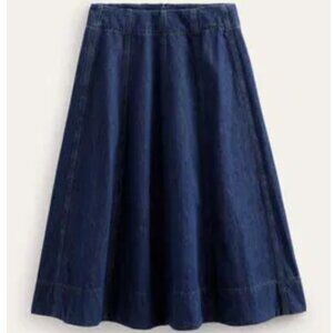 Boden Dark Denim Paneled Skirt Wash Rinse - Size 8
